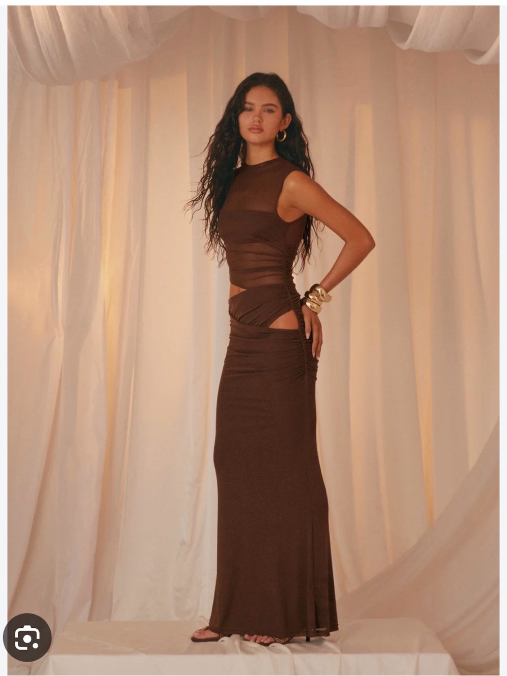Peppermayo Brown Cutout Maxi Dress